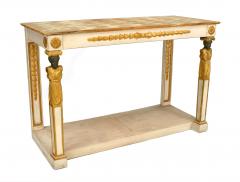 Pair of Pair of Italian Neo Classic Painted Onyx Top Console Table - 1427640