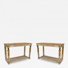 Pair of Pair of Italian Neo Classic Painted Onyx Top Console Table - 1430440