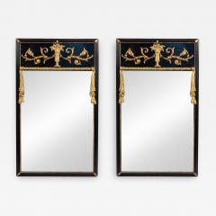 Pair of Pair of Italian Neo classic Black Lacquered Vertical Mirrors - 1403225