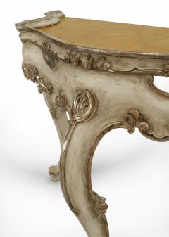Pair of Pair of Italian Rococo Silver Gilt Marble Top Console Table - 1427581