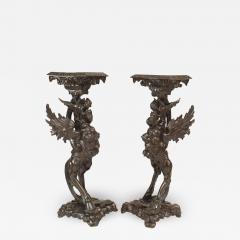 Pair of Pair of Italian Walnut Winged Griffin Pedestals - 1439475