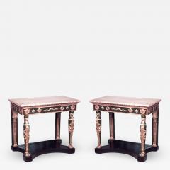 Pair of Pair of Russian Neoclassic Gilt and Green Console Table - 1470349