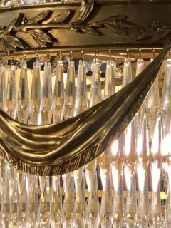 Pair of Palatial Bronze and Crystal Swag Design Louis XVI Style Chandeliers - 1254258