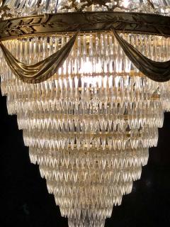 Pair of Palatial Bronze and Crystal Swag Design Louis XVI Style Chandeliers - 1254259