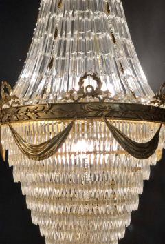 Pair of Palatial Bronze and Crystal Swag Design Louis XVI Style Chandeliers - 1254260