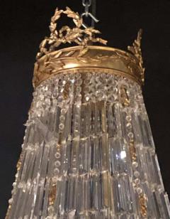 Pair of Palatial Bronze and Crystal Swag Design Louis XVI Style Chandeliers - 1254263