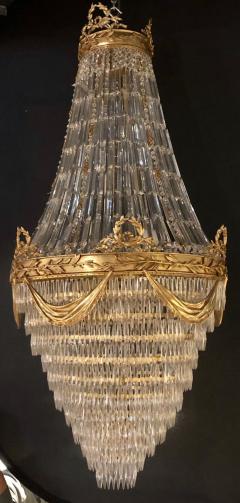 Pair of Palatial Bronze and Crystal Swag Design Louis XVI Style Chandeliers - 2965250