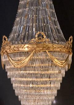 Pair of Palatial Bronze and Crystal Swag Design Louis XVI Style Chandeliers - 2965254