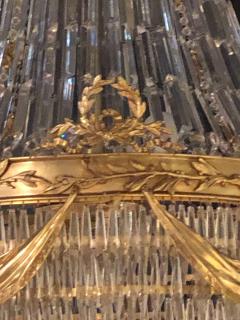 Pair of Palatial Bronze and Crystal Swag Design Louis XVI Style Chandeliers - 2965257