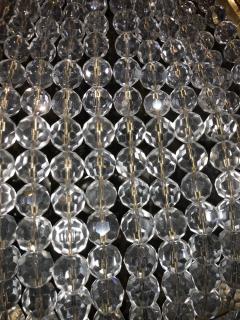 Pair of Palatial Dor Bronze Circular Crystal Beaded Ball Chandeliers - 3001106