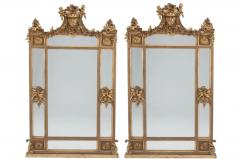Pair of Palatial Mirrors Louis XVI Giltwood Hand Carved Pier Console Wall - 3054694