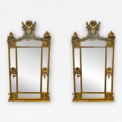 Pair of Palatial Mirrors Louis XVI Giltwood Hand Carved Pier Console Wall - 3280011