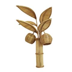 Pair of Palm Tree Rattan Sconces - 2579478