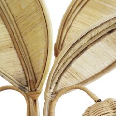 Pair of Palm Tree Rattan Sconces - 2579481