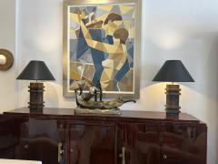 Pair of Palm wood Art Deco Style lamps - 4486332