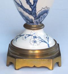 Pair of Paris Porcelain Blue and White Hand painted Baluster form Lamps - 1235634