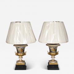 Pair of Paris Porcelain Campagna Form Table Lamps with New Shades - 3800213