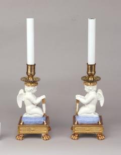Pair of Paris Porcelain Putti Mounted as Lamps c 1810 20 - 1554978