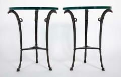 Pair of Patinated Bronze Glass Top Side Tables - 4479338