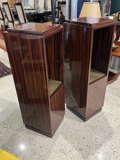 Pair of Pedestals Columns in Makassar Ebony Wood - 3903083