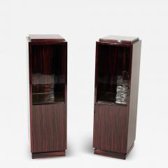 Pair of Pedestals Columns in Makassar Ebony Wood - 3907826