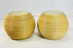 Pair of Pencil Reed Glass Side Tables in the Style of Gabriella Crespi - 3989962