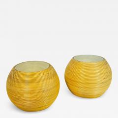 Pair of Pencil Reed Glass Side Tables in the Style of Gabriella Crespi - 3991613