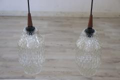 Pair of Pendant Lamps in Murano Glass Italy 1960s - 4194935