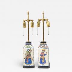 Pair of Persian Style Folk Earthenware Vase Table Lamps - 1394917