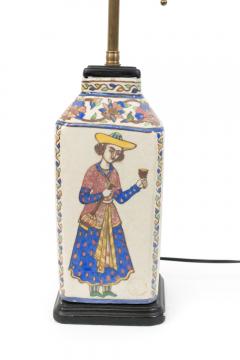 Pair of Persian Style Folk Earthenware Vase Table Lamps - 4665184