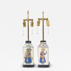 Pair of Persian Style Folk Earthenware Vase Table Lamps - 4728916