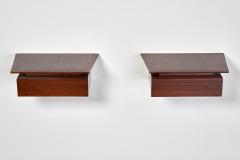 Pair of Petite Danish Modern Single Drawer Floating Nightstands in Rosewood - 4428561