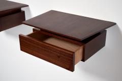 Pair of Petite Danish Modern Single Drawer Floating Nightstands in Rosewood - 4428568
