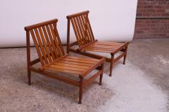 Pair of Petite Danish Modern Slipper Chairs in Teak and Gray Boucl  - 1800377