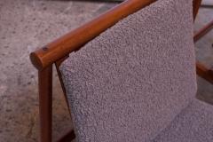 Pair of Petite Danish Modern Slipper Chairs in Teak and Gray Boucl  - 1800378