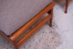 Pair of Petite Danish Modern Slipper Chairs in Teak and Gray Boucl  - 1800380