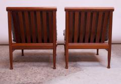 Pair of Petite Danish Modern Slipper Chairs in Teak and Gray Boucl  - 1800383