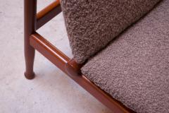 Pair of Petite Danish Modern Slipper Chairs in Teak and Gray Boucl  - 1800387