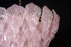 Pair of Pink Murano Glass Polar Chandelier Italy 1970s - 1821894