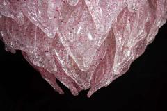 Pair of Pink Murano Glass Polar Chandelier Italy 1970s - 1821898
