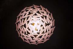 Pair of Pink Murano Glass Polar Chandelier Italy 1970s - 1821902