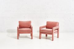 Pair of Pink Velvet Post Modern Parsons Lounge Chairs - 2040014