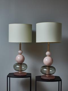 Pair of Pink and Gray Murano Glass Table Lamps - 3107077