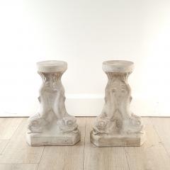 Pair of Plaster Grotto Pedestals with Dolphins circa 1950s Two pairs available - 3629530
