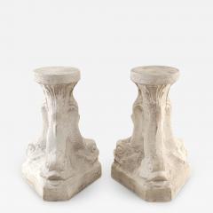 Pair of Plaster Grotto Pedestals with Dolphins circa 1950s Two pairs available - 3630543