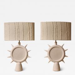 Pair of Plaster Sunshine Table Lamps - 3592465