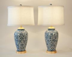 Pair of Porcelain with Wooden Base Gold Plated Task Table Lamps - 554581