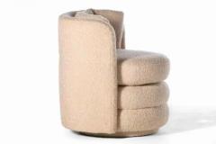 Pair of Post Modern Channeled Swivel Chairs in Blush Pink Boucl  - 3464923