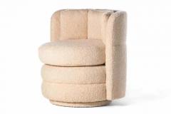 Pair of Post Modern Channeled Swivel Chairs in Blush Pink Boucl  - 3465004