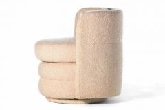 Pair of Post Modern Channeled Swivel Chairs in Blush Pink Boucl  - 3465011